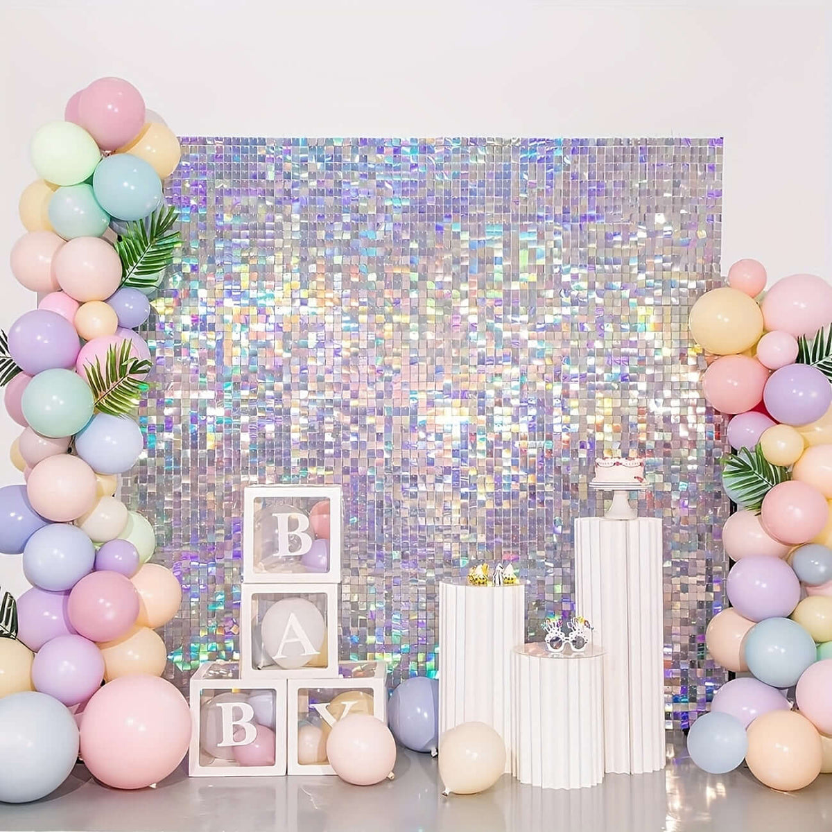 24pcs Silver Sequin Backdrop Panels for Events Backdrop Luxurious Weddings