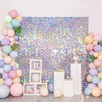 24pcs Silver Sequin Backdrop Panels for Events Backdrop Luxurious Weddings