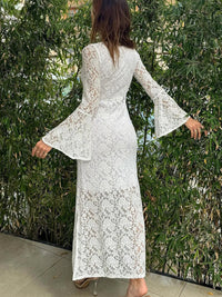 Lace Bell Sleeve Square Neck Bodycon Dress Bodycon Dress Luxurious Weddings