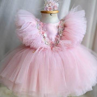 Year-Old Beaded Flower Princess Dress Girls' Veil Dress Sweet girls dress Luxurious Weddings