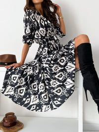 Printed Tie Waist Midi Dress Summer dress Luxurious Weddings