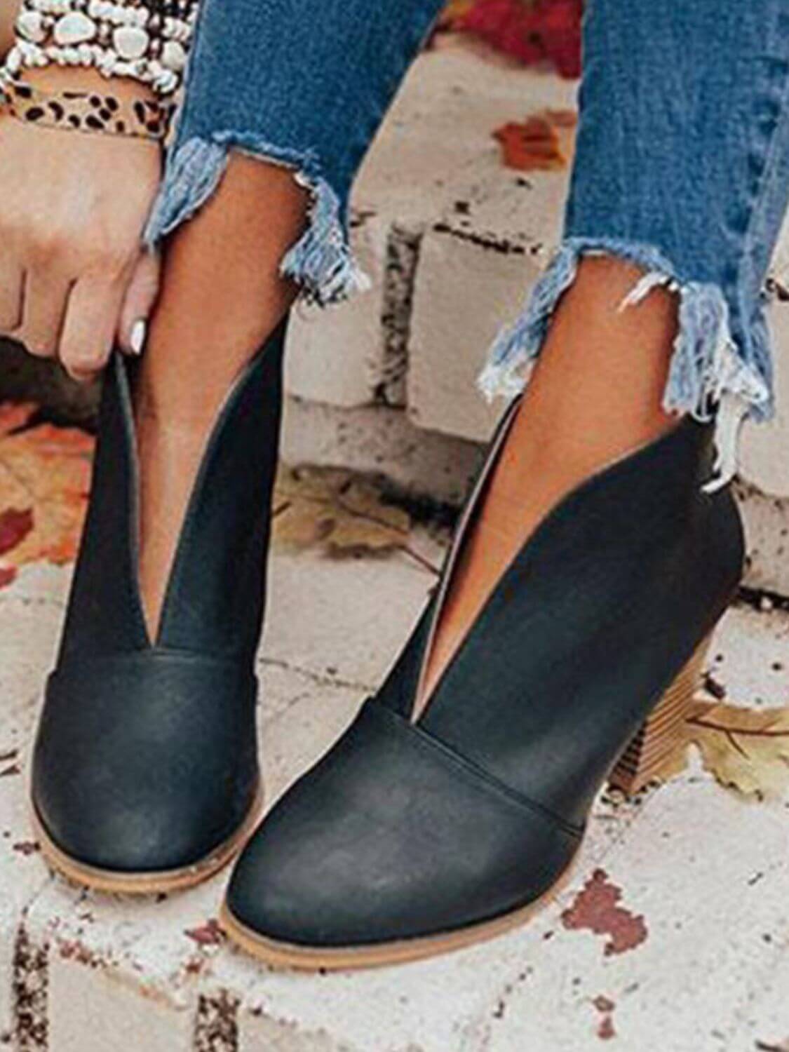 Point Toe Chunky Heeled Ankle Boots boots Luxurious Weddings