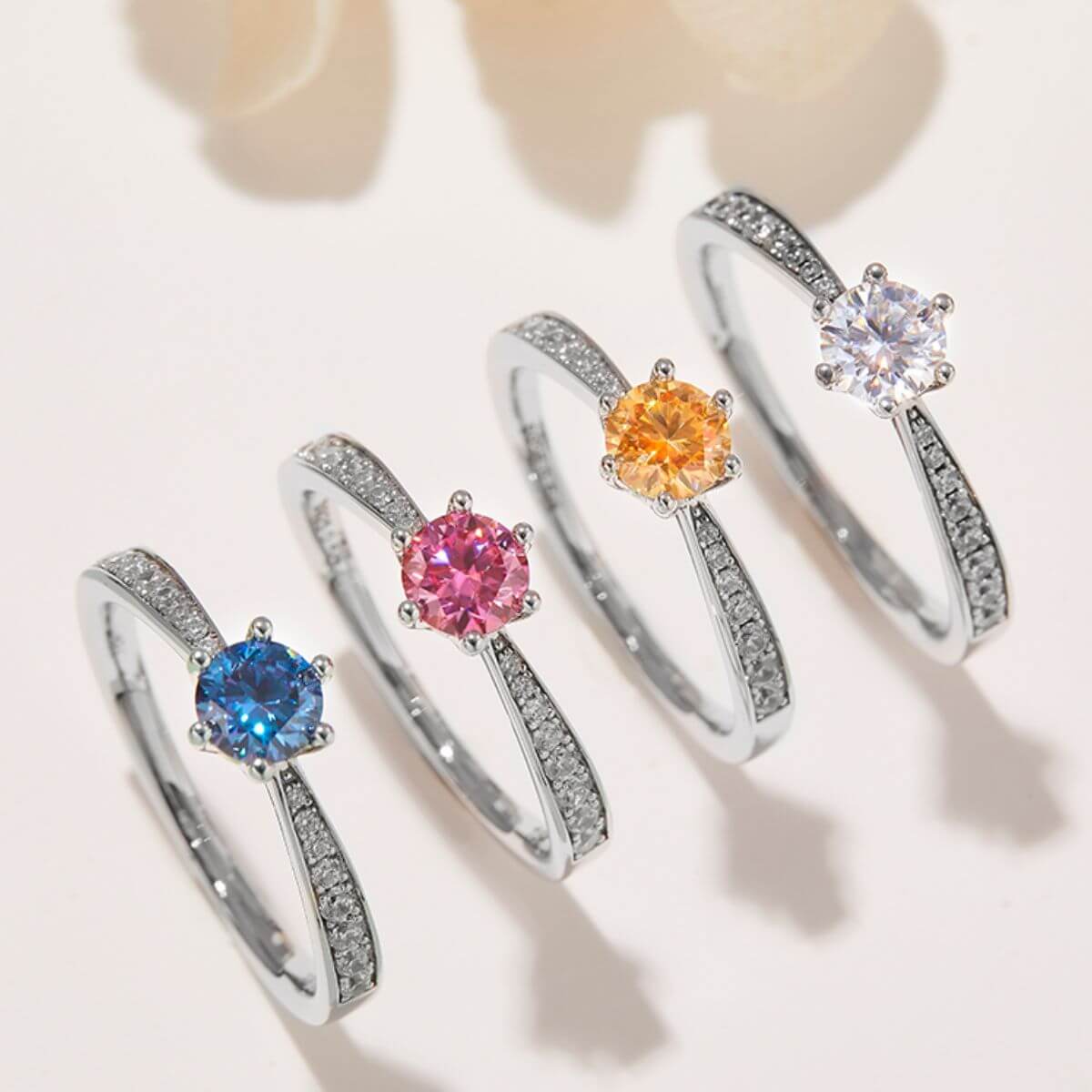 Moissanite 925 Sterling Silver Ring Jewelry Luxurious Weddings