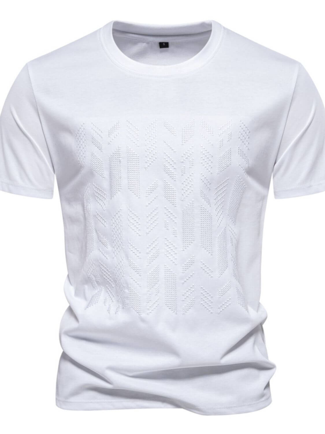 Men's Round Neck Geometric Embroidered T-Shirt Men's Tshirts Luxurious Weddings