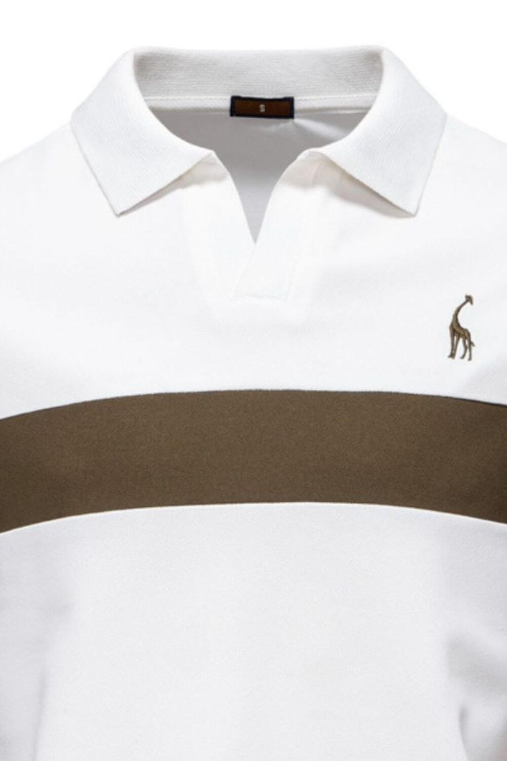 Men's Giraffe Embroidered Collared Neck Contrast Polo Men's Polos Luxurious Weddings