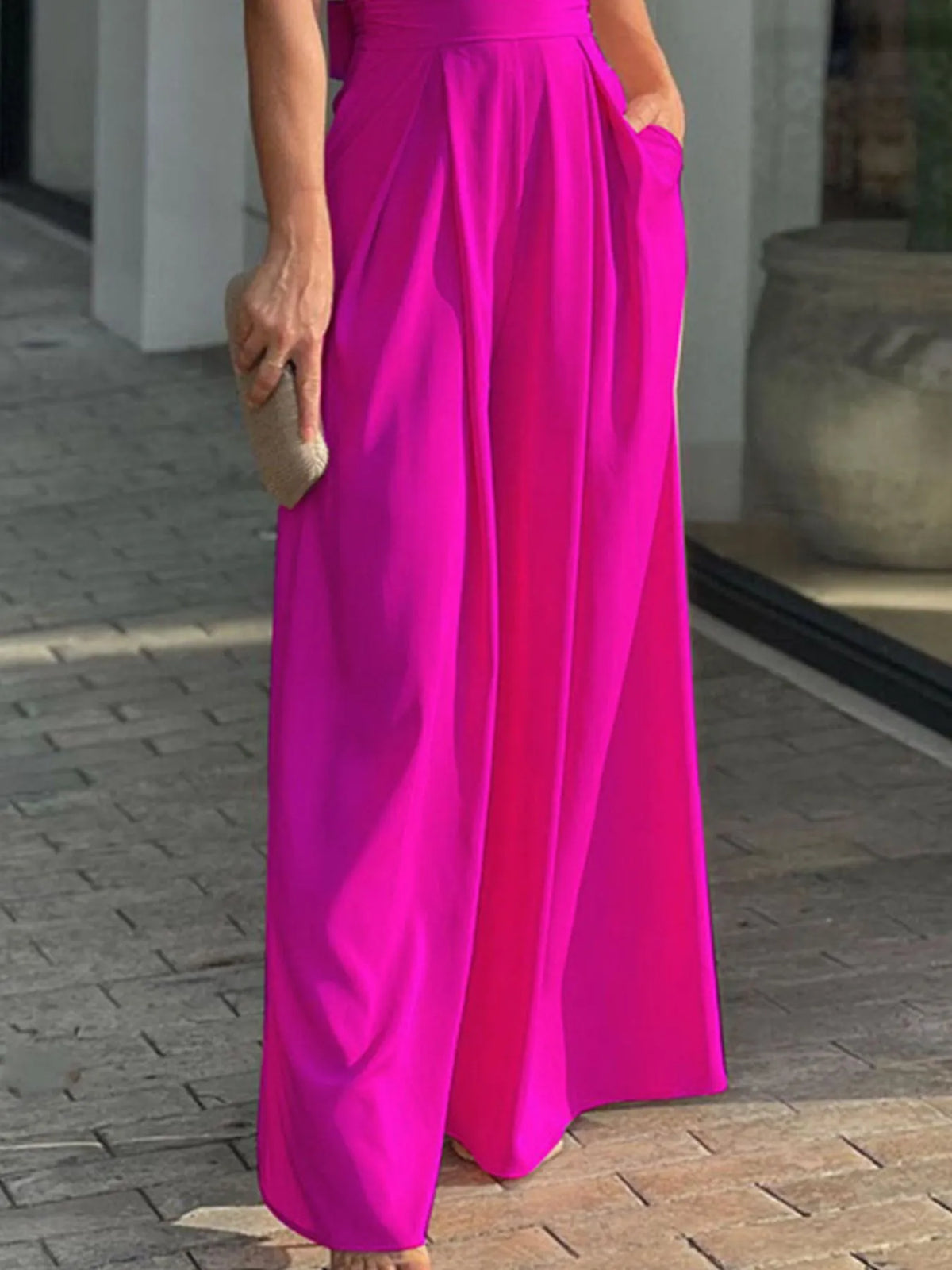 Full Size Cutout V-Neck Puff Sleeve Jumpsuit Plus Size Jumpsuits Luxurious Weddings