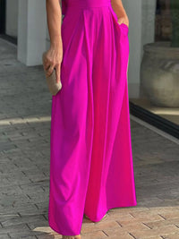 Full Size Cutout V-Neck Puff Sleeve Jumpsuit Plus Size Jumpsuits Luxurious Weddings