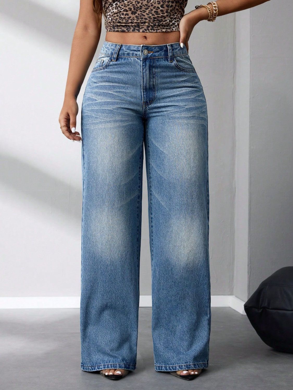 Wide Leg Jeans with Pockets Jeans Luxurious Weddings