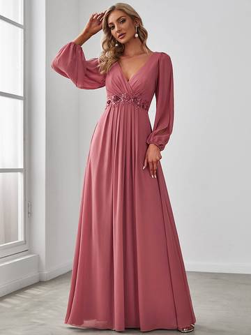 Floor Length Long Lantern Sleeves Formal Dresses Evening Dress Luxurious Weddings