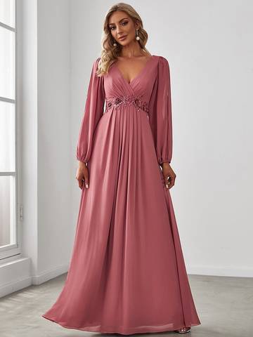Floor Length Long Lantern Sleeves Formal Dresses Evening Dress Luxurious Weddings