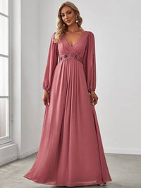 Floor Length Long Lantern Sleeves Formal Dresses Bridesmaid Dresses Luxurious Weddings