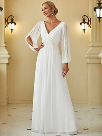 Floor Length Long Lantern Sleeves Formal Dresses Bridesmaid Dresses Luxurious Weddings