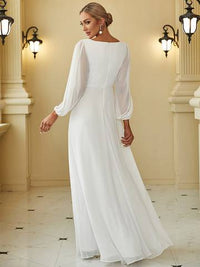 Floor Length Long Lantern Sleeves Formal Dresses Bridesmaid Dresses Luxurious Weddings