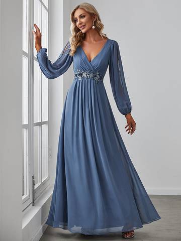 Floor Length Long Lantern Sleeves Formal Dresses Evening Dress Luxurious Weddings