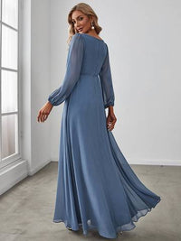 Floor Length Long Lantern Sleeves Formal Dresses Bridesmaid Dresses Luxurious Weddings