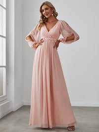 Floor Length Long Lantern Sleeves Formal Dresses Bridesmaid Dresses Luxurious Weddings