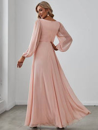 Floor Length Long Lantern Sleeves Formal Dresses Bridesmaid Dresses Luxurious Weddings