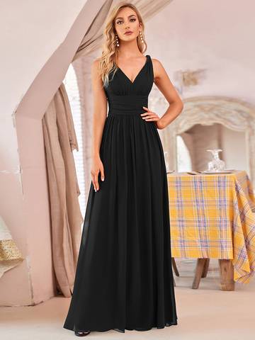 Double V-Neck Elegant Maxi Long Evening Dresses Evening Dress Luxurious Weddings