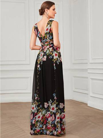 Double V-Neck Elegant Maxi Long Evening Dresses Evening Dress Luxurious Weddings