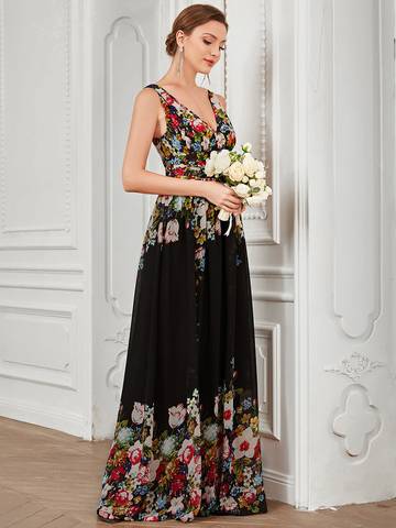 Double V-Neck Elegant Maxi Long Evening Dresses Evening Dress Luxurious Weddings