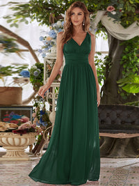 Elegant Double V-Neck Maxi Long Bridesmaid Dresses Bridesmaid Dresses Luxurious Weddings