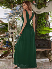 Elegant Double V-Neck Maxi Long Bridesmaid Dresses Bridesmaid Dresses Luxurious Weddings