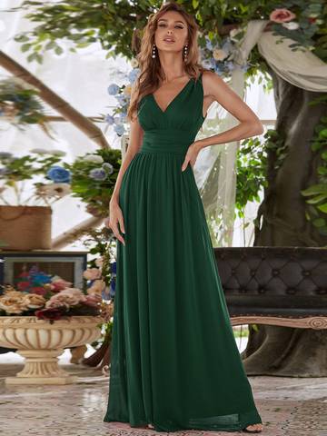 Double V-Neck Elegant Maxi Long Evening Dresses Evening Dress Luxurious Weddings