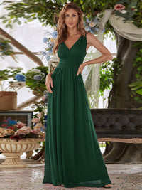 Elegant Double V-Neck Maxi Long Bridesmaid Dresses Bridesmaid Dresses Luxurious Weddings