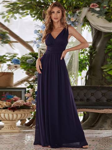 Double V-Neck Elegant Maxi Long Evening Dresses Evening Dress Luxurious Weddings