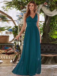 Elegant Double V-Neck Maxi Long Bridesmaid Dresses Bridesmaid Dresses Luxurious Weddings