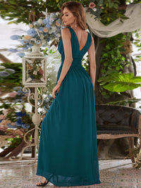 Elegant Double V-Neck Maxi Long Bridesmaid Dresses Bridesmaid Dresses Luxurious Weddings
