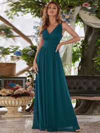 Elegant Double V-Neck Maxi Long Bridesmaid Dresses Bridesmaid Dresses Luxurious Weddings
