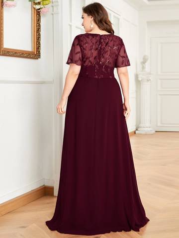 Plus Size Floral Sequin Evening Dresses With Cap Sleeve Plus Size Luxurious Weddings