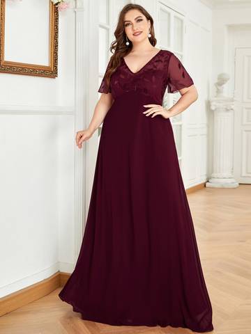 Plus Size Floral Sequin Evening Dresses With Cap Sleeve Plus Size Luxurious Weddings