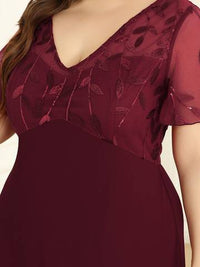 Plus Size Floral Sequin Evening Dresses With Cap Sleeve Plus Size Luxurious Weddings