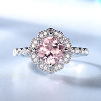 Valentine's Day Luxury Morganite Sterling Silver Ring Ring Luxurious Weddings
