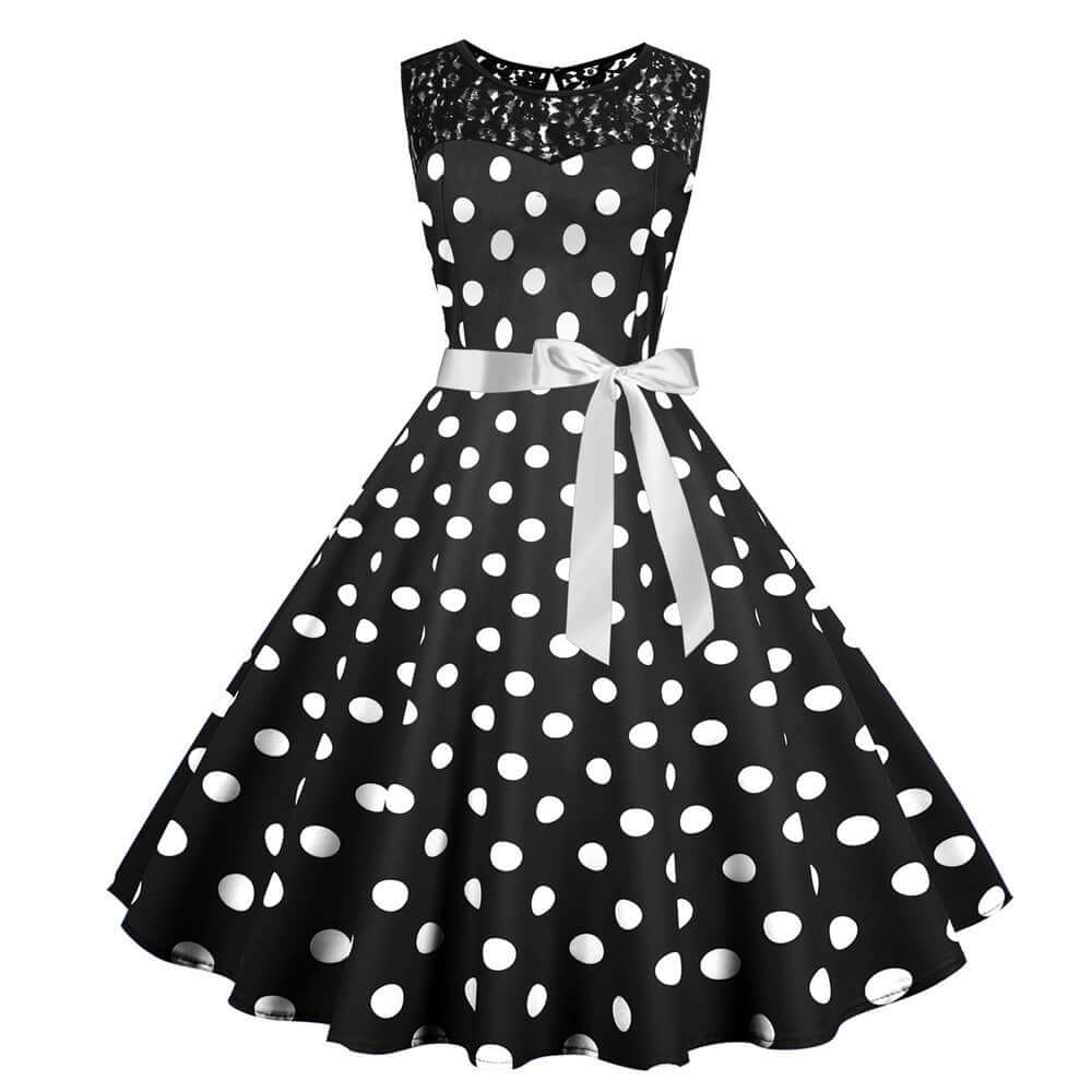 Polka Dot Sleeveless Dress Retro Dress Luxurious Weddings