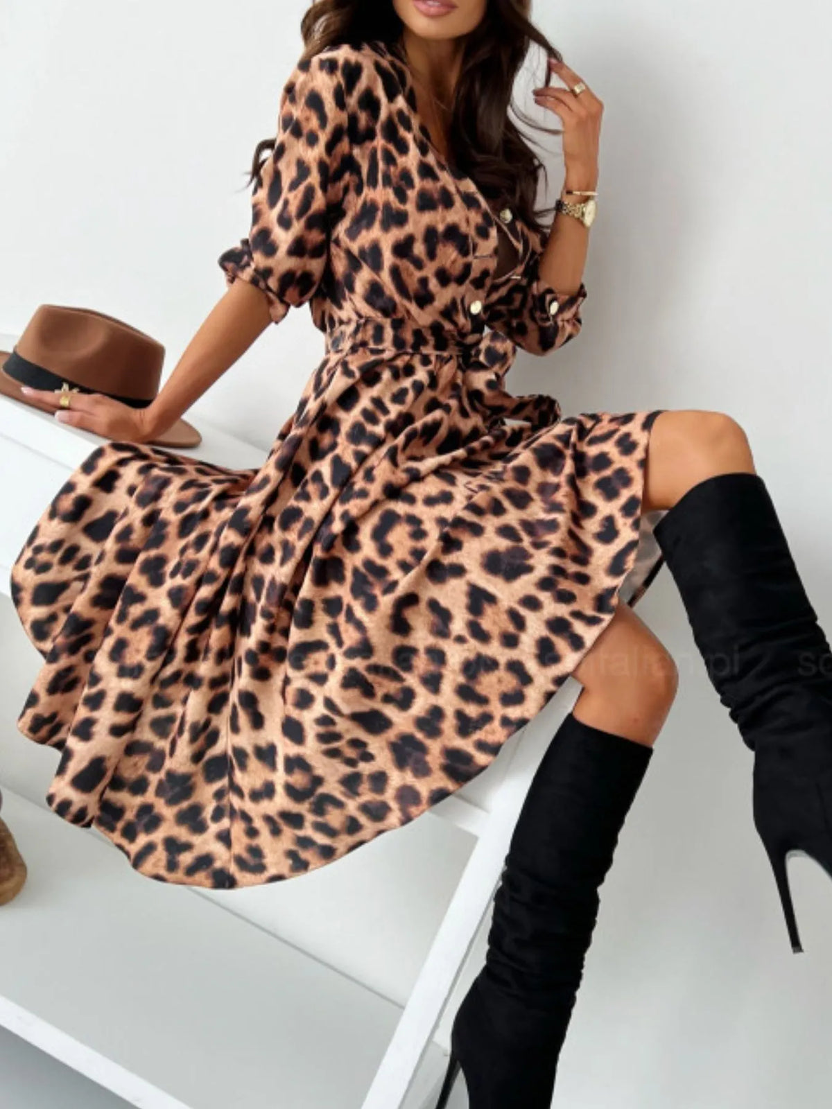 Printed Tie Waist Midi Dress Summer dress Luxurious Weddings