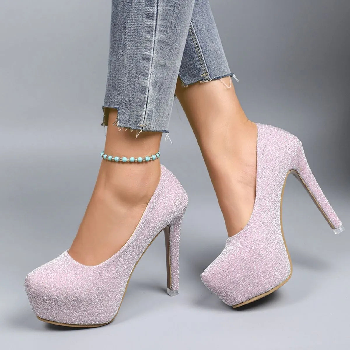 Round Toe Stiletto Pumps High heels Luxurious Weddings