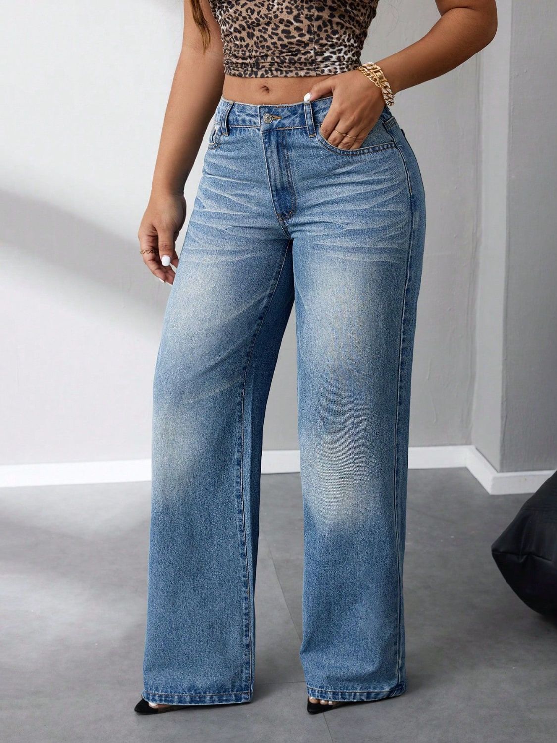 Wide Leg Jeans with Pockets Jeans Luxurious Weddings