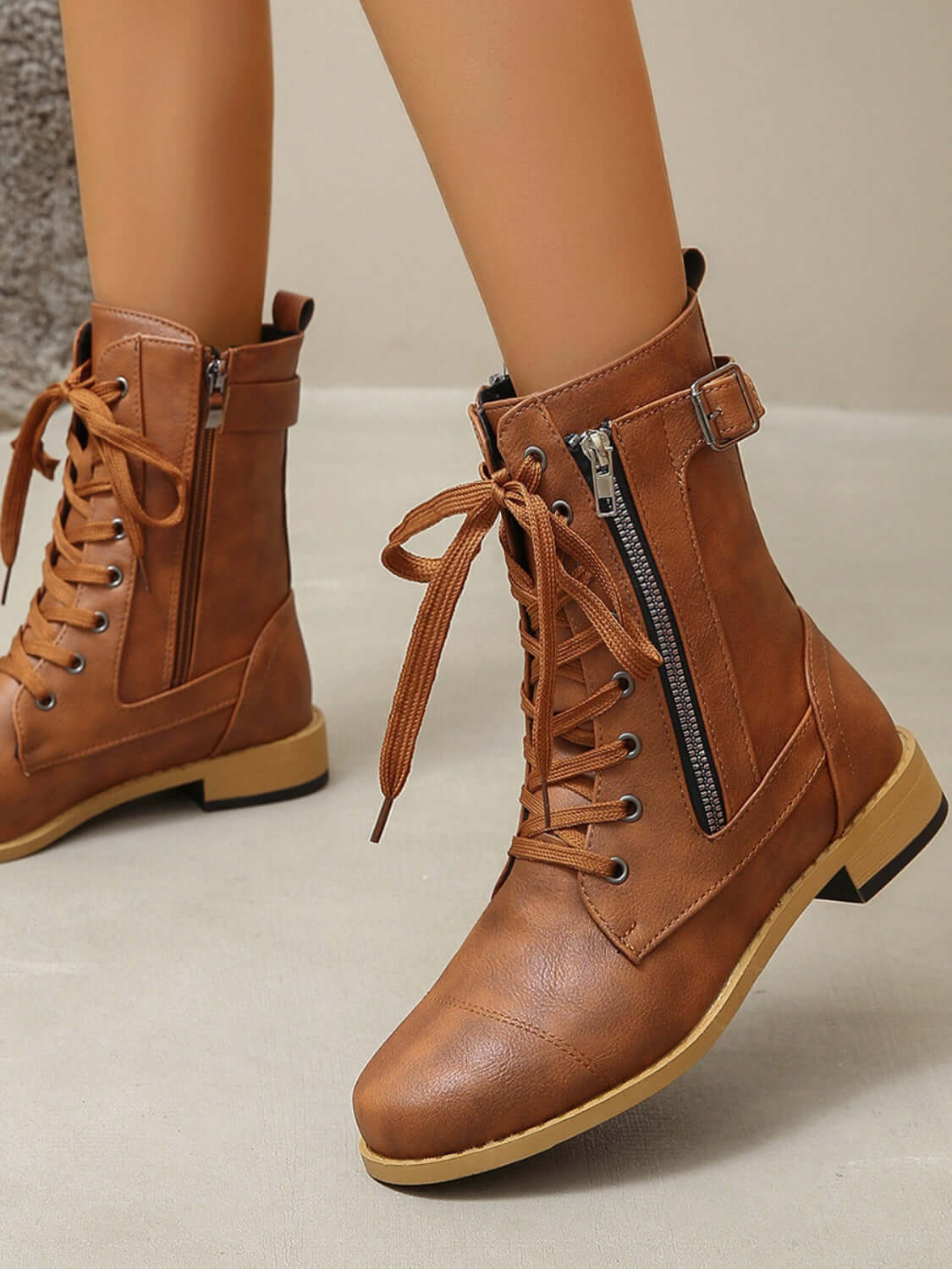 PU Leather Lace-Up Boots boots Luxurious Weddings