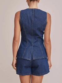 Button Down Vest and Shorts Denim Set Jeans Set Luxurious Weddings