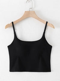 Scoop Neck Cropped Cami with Chest Pads Singlet Luxurious Weddings