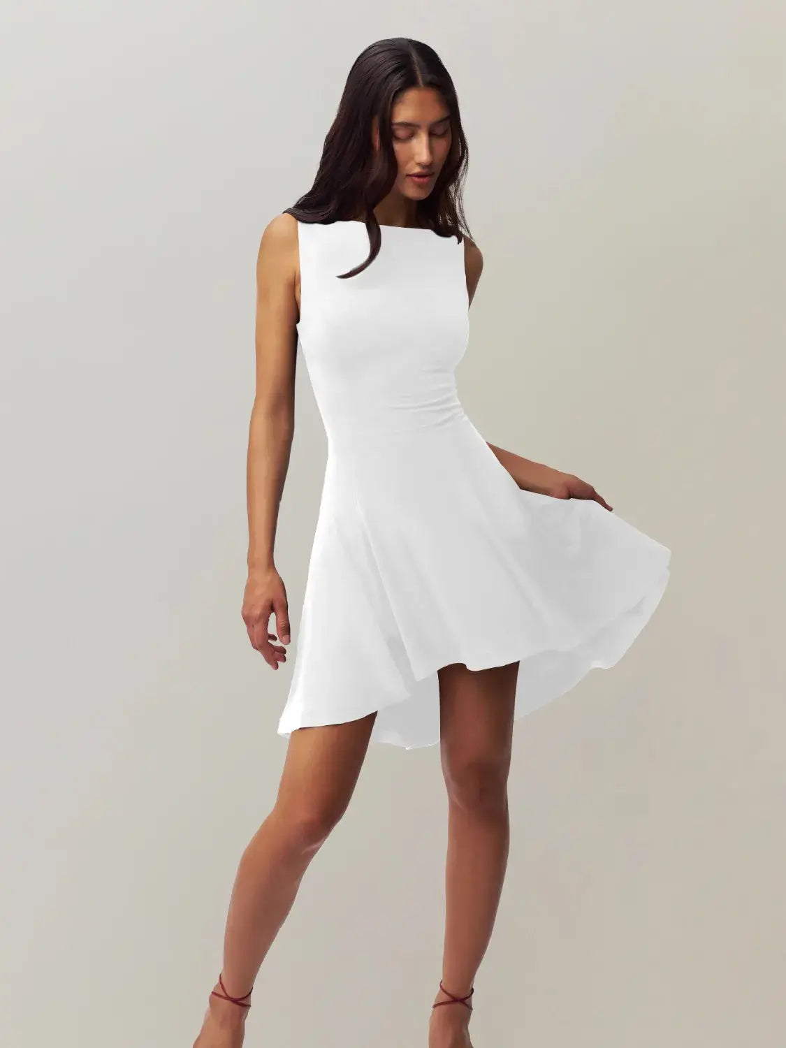 High-Low Round Neck Sleeveless Dress Dresses Luxurious Weddings