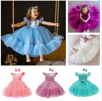 Mesh Poncho Princess Dress Children's Dress girls dress Luxurious Weddings