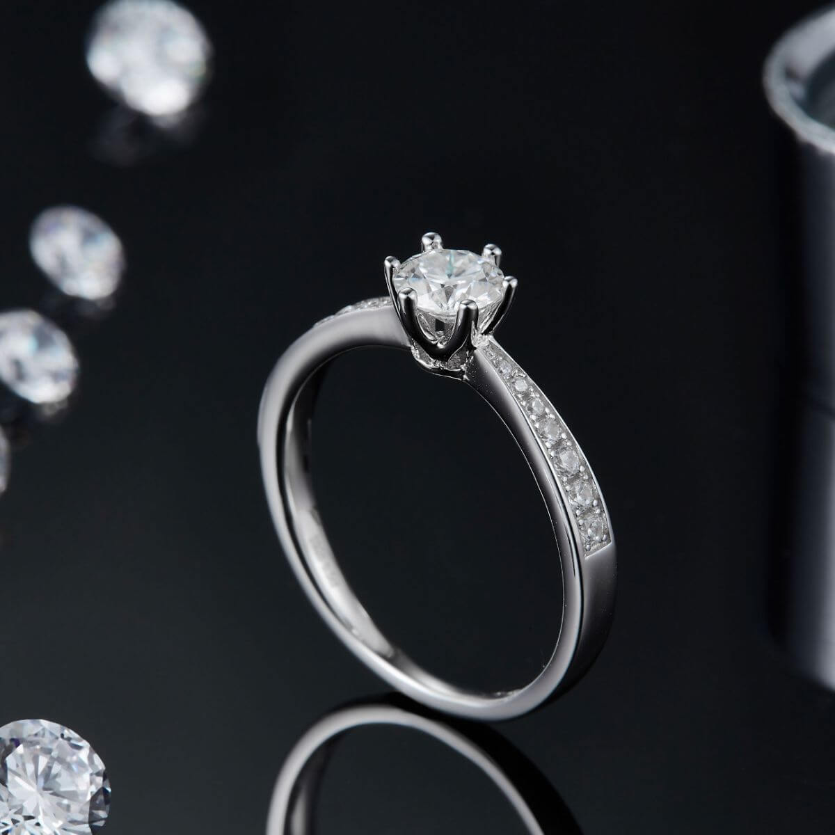 Moissanite 925 Sterling Silver Ring Jewelry Luxurious Weddings