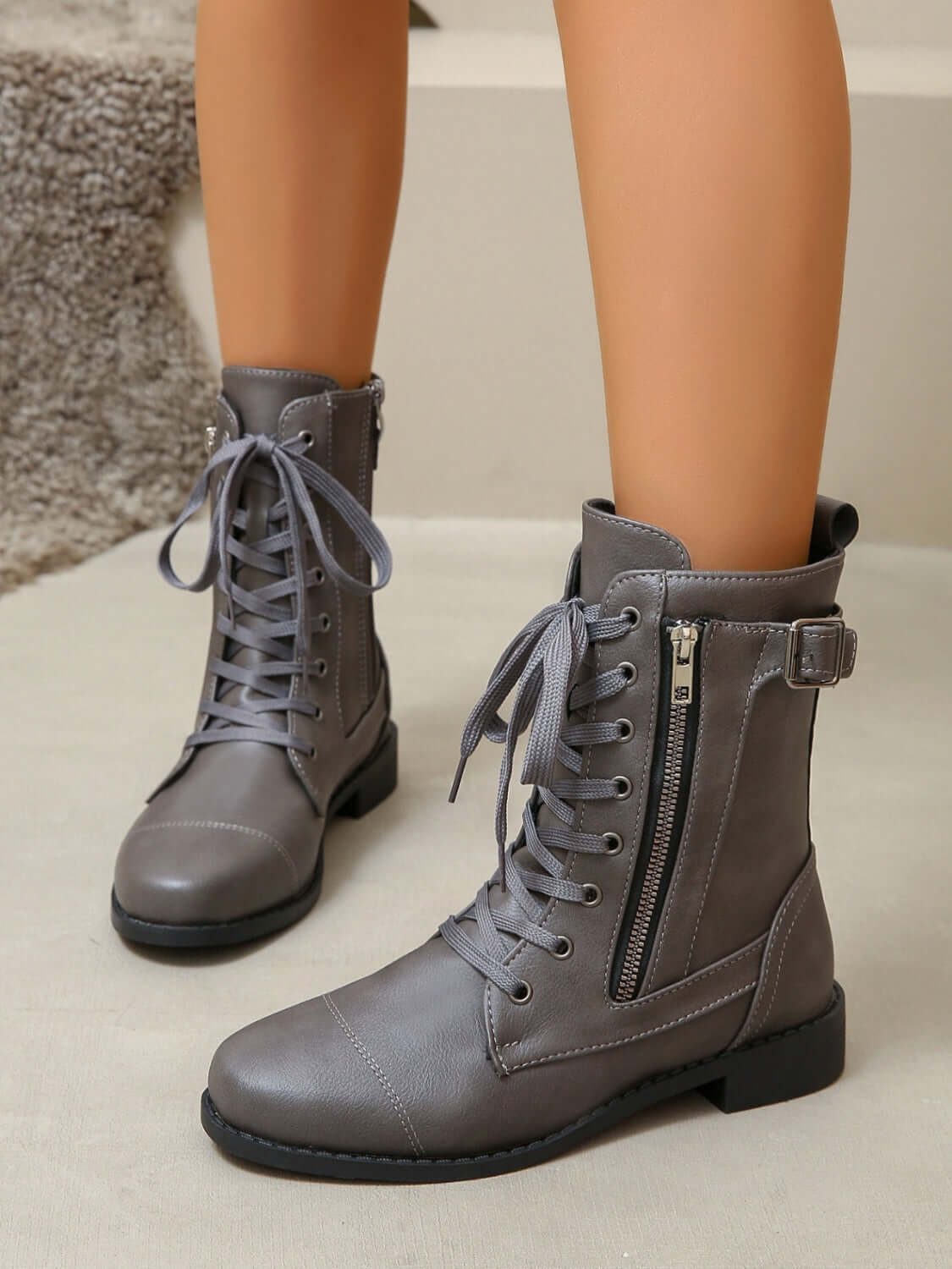 PU Leather Lace-Up Boots boots Luxurious Weddings