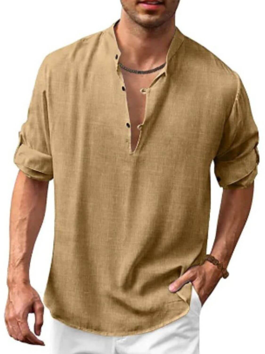Men's Full Size Half Button Long Sleeve Shirt Plus Size shirts Luxurious Weddings
