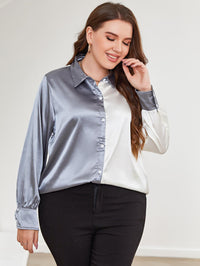 Plus Size Two-Tone Long Sleeve Shirt Plus size Luxurious Weddings