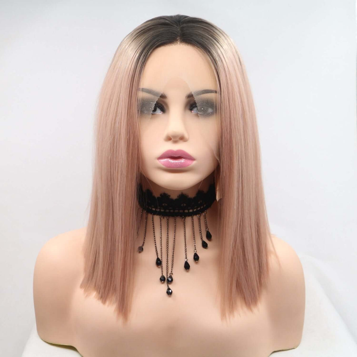 13*3" Lace Front Wigs Synthetic Mid-length Straight 12" 130% Density Lace front wig Luxurious Weddings
